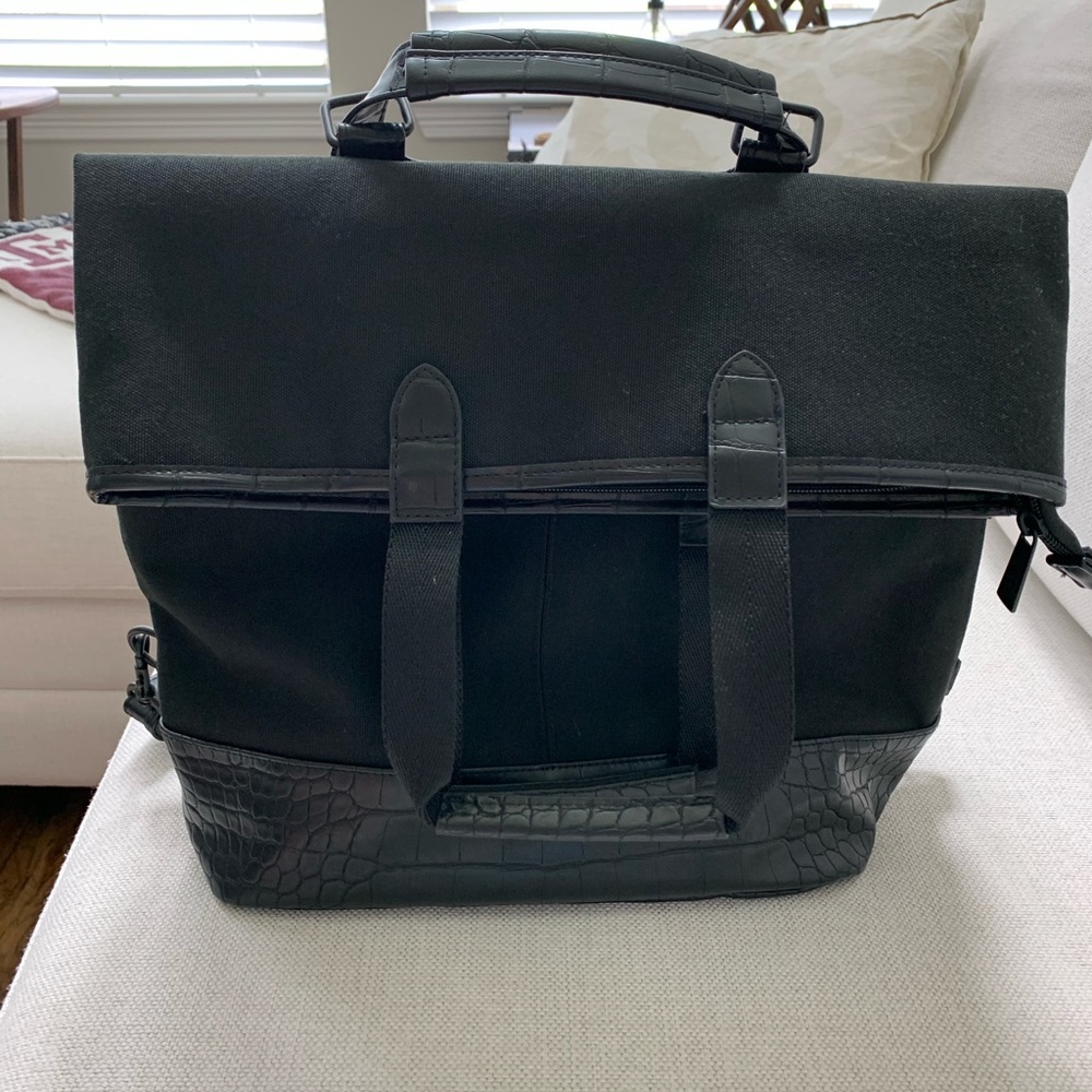 Beis Travel Convertible Backpack in Black Croc